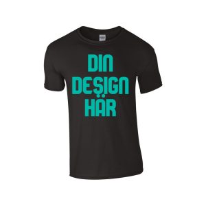 Gildan GI6400 Svart T shirt m. rundad hals front