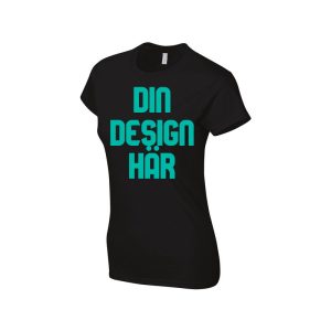 Gildan GI6400L Svart T shirt m. rundad hals front