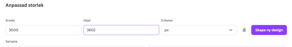 Canva inställningar heltryck
